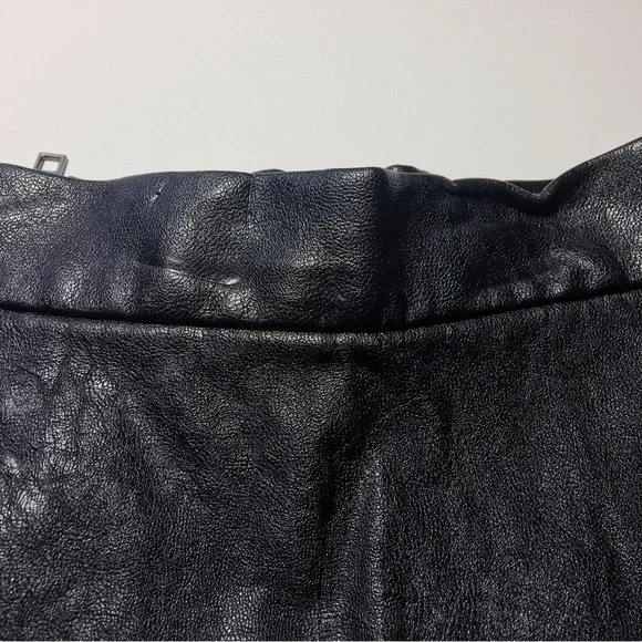 American Eagle Black Skater Faux Leather Mini Skirt - Picture 3 of 11